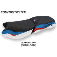 HOUSSE DE SELLE COMPATIBLE BMW R 1250 GS ADVENTURE (19-22) MODÈLE RACCONIGI - Logo : AVEC LOGO, Couleur : BLANC, Type : CONFORT