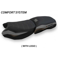 HOUSSE DE SELLE COMPATIBLE BMW R 1250 GS ADVENTURE (19-22) MODÈLE RACCONIGI 3 - Type : CONFORT, Logo : AVEC LOGO, Couleur : GRIS BRUN