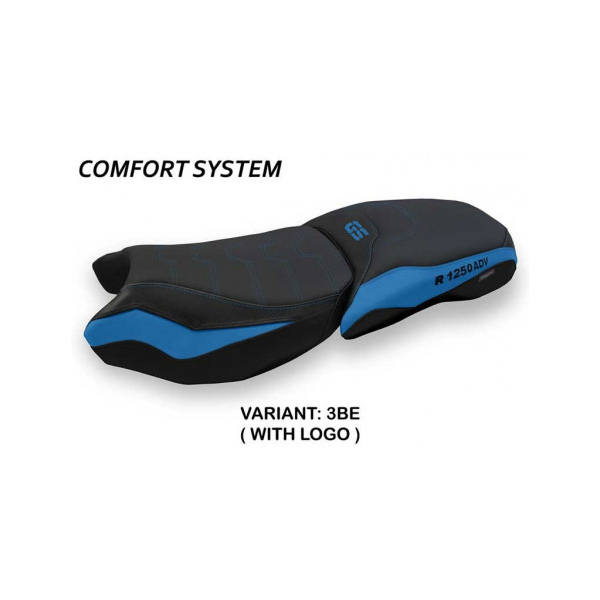 HOUSSE DE SELLE COMPATIBLE BMW R 1250 GS ADVENTURE (19-22) MODÈLE RACCONIGI 4 CO - Logo : AVEC LOGO, Couleur : BLEU, Type : CONFORT