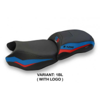 HOUSSE DE SELLE COMPATIBLE BMW R 1250 GS (19-22) MODÈLE FARAH - Couleur : BLANC, Type : STANDARD, Logo : AVEC LOGO