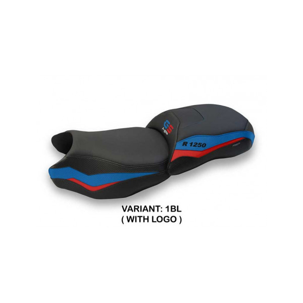 HOUSSE DE SELLE COMPATIBLE BMW R 1250 GS (19-22) MODÈLE FARAH - Couleur : BLANC, Type : STANDARD, Logo : AVEC LOGO