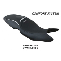 HOUSSE DE SELLE COMPATIBLE BMW F 800 R (09-20) MODÈLE MAILI - Logo : AVEC LOGO, Couleur : BLANC, Type : CONFORT