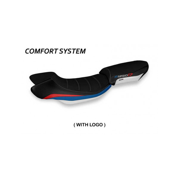 HOUSSE DE SELLE COMPATIBLE BMW R 1250 R (19-22) MODÈLE POLICORO HP - Logo : AVEC LOGO, Couleur : COULEUR HP, Type : CONFORT