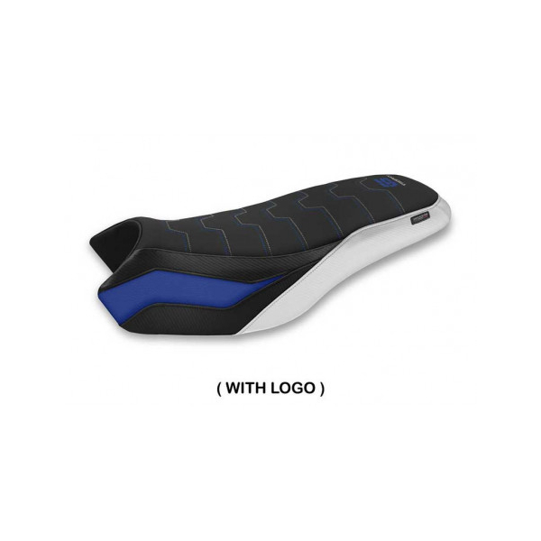 HOUSSE DE SELLE COMPATIBLE BMW R 1200/1250 GS RALLYE (17-22) MODÈLE AFFILE - Logo : AVEC LOGO, Couleur : BLEU BLANC, Type : STANDARD