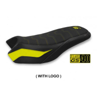 HOUSSE DE SELLE COMPATIBLE BMW R 1200/1250 GS RALLYE (17-22) MODÈLE AFFILE - Logo : AVEC LOGO, Couleur : JAUNE, Type : STANDARD