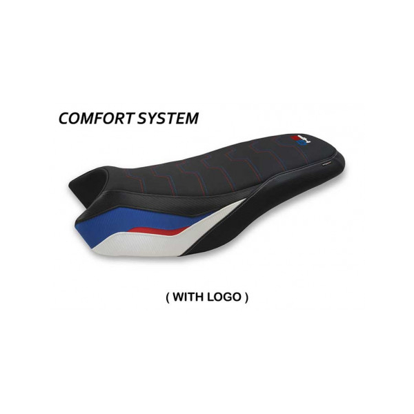 HOUSSE DE SELLE COMPATIBLE BMW R 1200/1250 GS RALLYE (17-22) MODÈLE IASI - Logo : AVEC LOGO, Couleur : COULEUR HP, Type : CONFORT