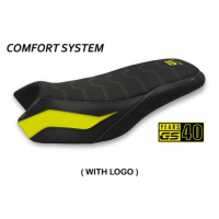 HOUSSE DE SELLE COMPATIBLE BMW R 1200/1250 GS RALLYE (17-22) MODÈLE SA DAO - Logo : AVEC LOGO, Couleur : JAUNE, Type : CONFORT