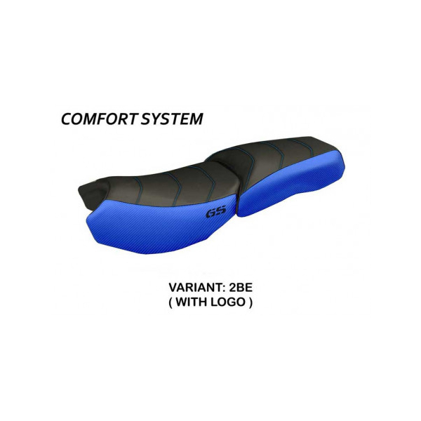 HOUSSE DE SELLE COMPATIBLE BMW R 1200 GS ADVENTURE (13-18) MODÈLE ORIGINAL CARBO - Logo : AVEC LOGO, Couleur : BLEU, Type : CONFORT