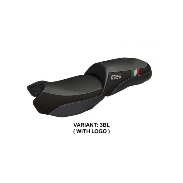 HOUSSE DE SELLE COMPATIBLE BMW R 1200 GS (13-18) MODÈLE ORTIGIA TRICO - Logo : AVEC LOGO, Couleur : BLANC, Type : STANDARD