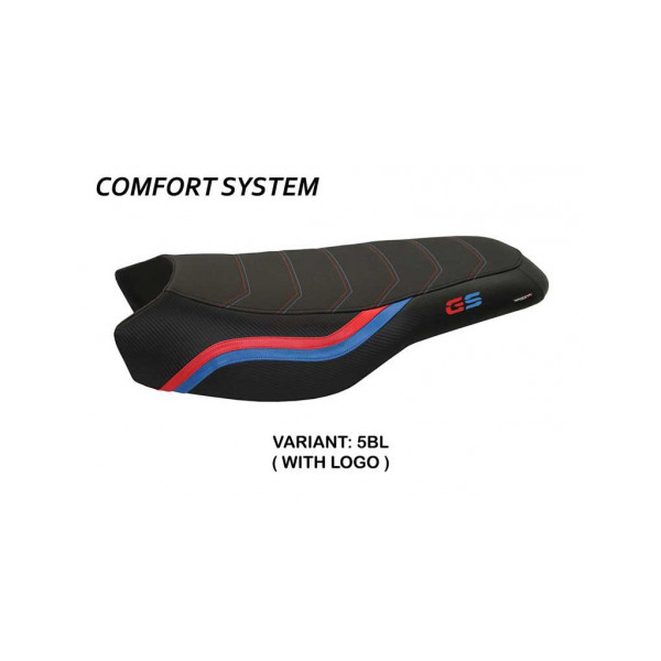 HOUSSE DE SELLE COMPATIBLE BMW R 1200/1250 GS RALLYE (17-22) MODÈLE BONN 2 - Logo : AVEC LOGO, Couleur : NOIR, Type : CONFORT