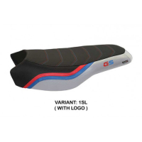 HOUSSE DE SELLE COMPATIBLE BMW R 1200/1250 GS RALLYE (17-22) MODÈLE BONN 2 - Couleur : BLANC, Type : CONFORT, Logo : AVEC LOGO