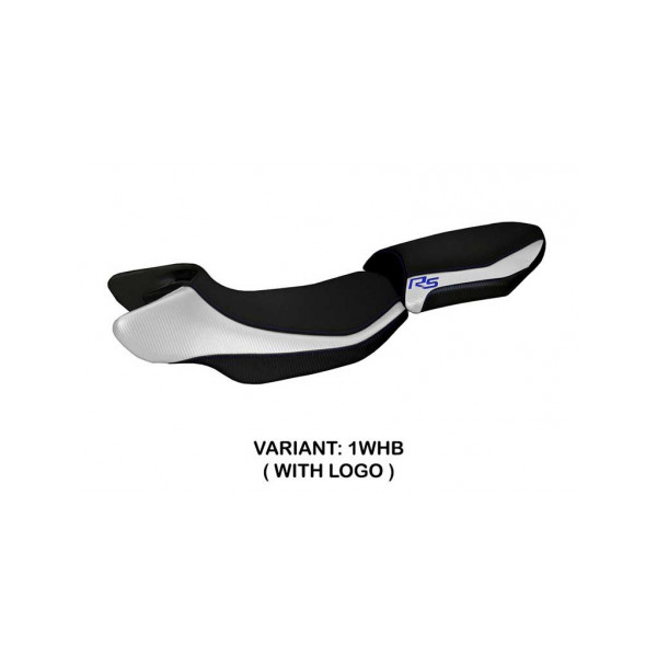 HOUSSE DE SELLE COMPATIBLE BMW R 1200 RS (15-19) MODÈLE AURELIA SPECIAL COLOR RS - Logo : AVEC LOGO, Couleur : BLANC BLEU, Type : CONFORT