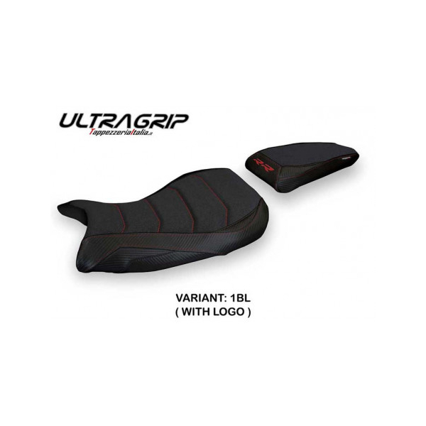 HOUSSE DE SELLE COMPATIBLE BMW S 1000 RR (19-22) MODÈLE ATINA 1 - Logo : AVEC LOGO, Couleur : NOIR, Type : ULTRAGRIP