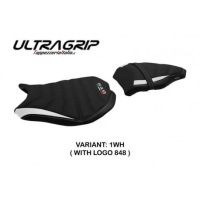 HOUSSE DE SELLE COMPATIBLE DUCATI 848/1098/1198 (07-13) MODÈLE CERVIA - Logo : AVEC LOGO, Couleur : BLANC, Type : CONFORT