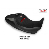 HOUSSE DE SELLE COMPATIBLE  DUCATI DIAVEL 1260 S (19-22) MODÈLE BRAILA 1 VELVET - Logo : AVEC LOGO, Couleur : NOIR, Type : STANDARD