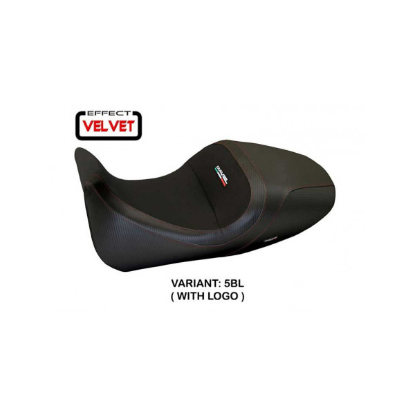 HOUSSE DE SELLE COMPATIBLE  DUCATI DIAVEL (14-18) IMOLA 1 MODÈLE VELVET - Logo : AVEC LOGO, Couleur : NOIR, Type : STANDARD
