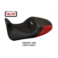 HOUSSE DE SELLE COMPATIBLE  DUCATI DIAVEL (14-18) IMOLA 1 MODÈLE VELVET - Logo : AVEC LOGO, Couleur : NOIR, Type : STANDARD