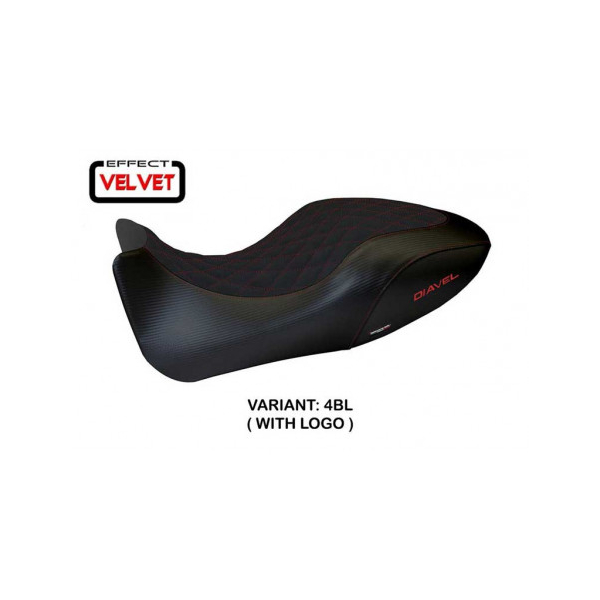 HOUSSE DE SELLE COMPATIBLE  DUCATI DIAVEL (11-13) MODÈLE VIANO 1 VELVET - Logo : AVEC LOGO, Couleur : NOIR, Type : STANDARD