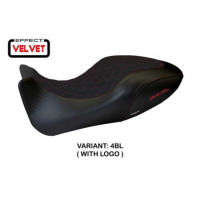 HOUSSE DE SELLE COMPATIBLE DUCATI DIAVEL (11-13) MODÈLE VIANO 1 VELVET - Couleur : ROUGE, Type : STANDARD, Logo : AVEC LOGO
