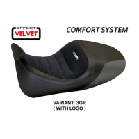 HOUSSE DE SELLE COMPATIBLE  DUCATI DIAVEL (14-18) MODÈLE IMOLA 1 VELVET - Logo : AVEC LOGO, Couleur : GRIS GRIS, Type : CONFORT