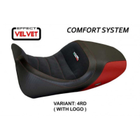 HOUSSE DE SELLE COMPATIBLE  DUCATI DIAVEL (14-18) MODÈLE IMOLA 1 VELVET - Type : CONFORT, Logo : AVEC LOGO, Couleur : GRIS GRIS
