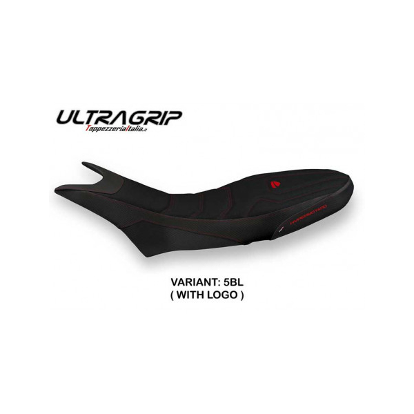 HOUSSE DE SELLE COMPATIBLE  DUCATI HYPERMOTARD 950 (19-22) MODÈLE LUNA 1 ULTRAGR - Logo : AVEC LOGO, Couleur : NOIR, Type : ULTRAGRIP