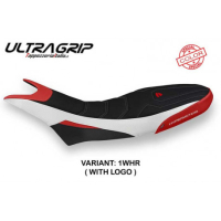 HOUSSE DE SELLE COMPATIBLE  DUCATI HYPERMOTARD 950 (19-22) MODÈLE LUNA SPECIAL C - Logo : AVEC LOGO, Type : ULTRAGRIP, Couleur : ROUGE BLANC