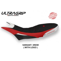 HOUSSE DE SELLE COMPATIBLE DUCATI HYPERMOTARD 950 (19-22) MODÈLE LUNA SPECIAL C - Logo : AVEC LOGO, Type : ULTRAGRIP, Couleur : BLANC ROUGE