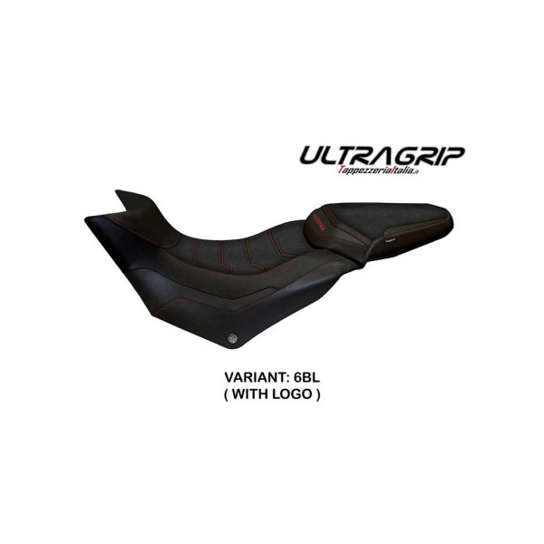 HOUSSE DE SELLE COMPATIBLE DUCATI MULTISTRADA 950 (17-21) MODÈLE SLAPY - Logo : AVEC LOGO, Couleur : NOIR, Type : ULTRAGRIP