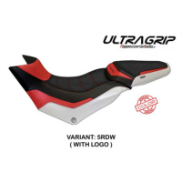 HOUSSE DE SELLE COMPATIBLE  DUCATI MULTISTRADA 950 (17-21) MODÈLE SLAPY SPECIAL - Logo : AVEC LOGO, Type : ULTRAGRIP, Couleur : BLANC ROUGE 