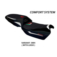 HOUSSE DE SELLE COMPATIBLE  DUCATI MULTISTRADA V4 (21-22) MODÈLE ROSITA CONFORT, - Couleur : BLANC, Type : CONFORT, Logo : AVEC LOGO