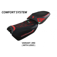 HOUSSE DE SELLE COMPATIBLE DUCATI MULTISTRADA V4 (2022) MODÈLE SAFI - Type : CONFORT, Logo : AVEC LOGO, Couleur : BLANC ROUGE
