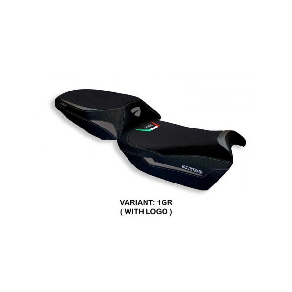 HOUSSE DE SELLE COMPATIBLE DUCATI MULTISTRADA V4 (21-22) MODÈLE TOKAT - Logo : AVEC LOGO, Couleur : GRIS GRIS, Type : STANDARD