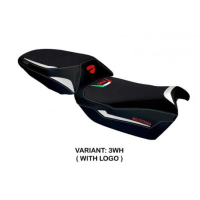 HOUSSE DE SELLE COMPATIBLE DUCATI MULTISTRADA V4 (21-22) MODÈLE TOKAT - Logo : AVEC LOGO, Couleur : BLANC, Type : STANDARD