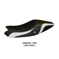 HOUSSE DE SELLE COMPATIBLE  DUCATI MONSTER 1100/1100 EVO (09-13) MODÈLE LOGOS CA - Type : STANDARD, Logo : AVEC LOGO, Couleur : ARGENT