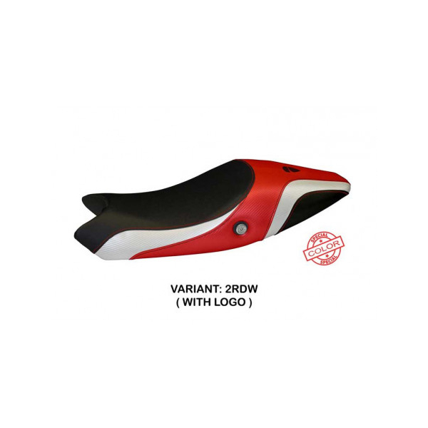 HOUSSE DE SELLE COMPATIBLE DUCATI MONSTER 1100/1100 EVO (09-13) MODÈLE LOGOS SPE - Logo : AVEC LOGO, Couleur : BLANC ROUGE, Type : STANDARD
