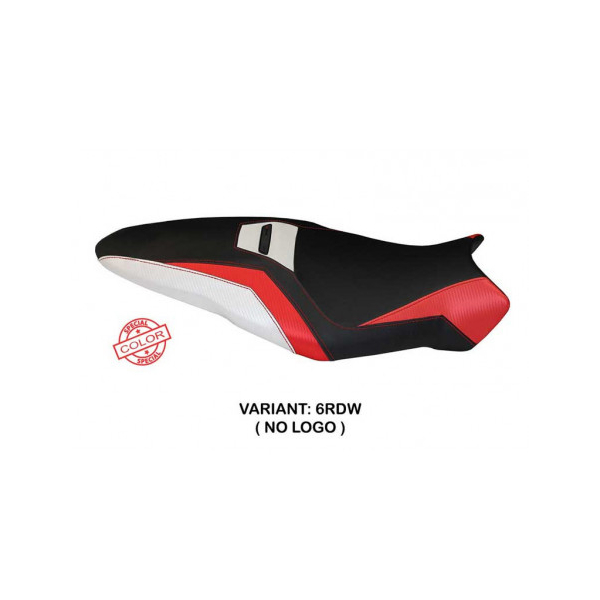 HOUSSE DE SELLE COMPATIBLE  DUCATI MONSTER SPECIAL 1200 R (16-19)- MODÈLE TOLEDO - Type : STANDARD, Logo : AVEC LOGO, Couleur : ROUGE BLANC