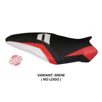 HOUSSE DE SELLE COMPATIBLE DUCATI MONSTER SPECIAL 1200 R (16-19)- MODÈLE TOLEDO - Type : STANDARD, Logo : AVEC LOGO, Couleur : BLANC ROUGE