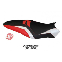 HOUSSE DE SELLE COMPATIBLE  DUCATI MONSTER SPECIAL 1200 R (16-19)- MODÈLE TOLEDO - Type : STANDARD, Logo : AVEC LOGO, Couleur : BLANC ROUGE