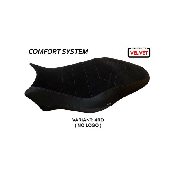 HOUSSE DE SELLE COMPATIBLE DUCATI MONSTER 797 (17-20) MODÈLE OVADA 2 VELVET - Couleur : ROUGE, Type : CONFORT, Logo : AVEC LOGO