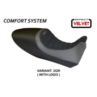 HOUSSE DE SELLE COMPATIBLE  DUCATI DIAVEL (11-13) MODÈLE AREZZO COLOR VELVET - Type : CONFORT, Logo : AVEC LOGO, Couleur : GRIS GRIS