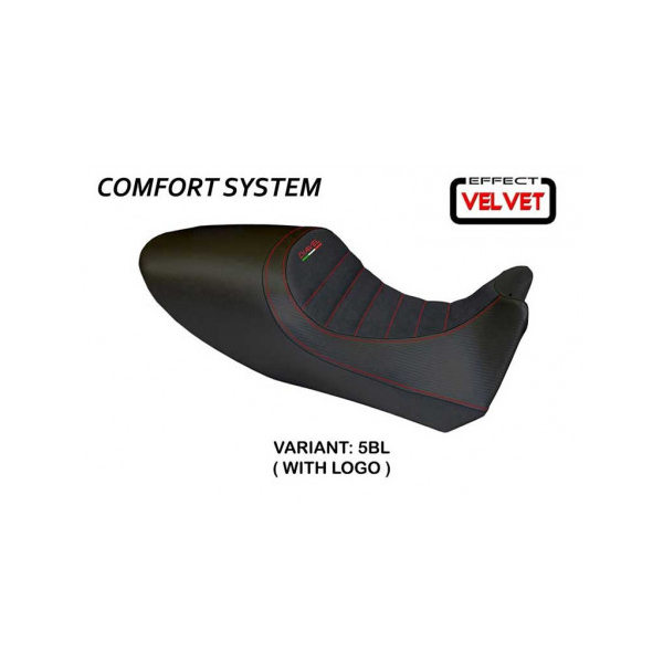 HOUSSE DE SELLE COMPATIBLE  DUCATI DIAVEL (11-13) MODÈLE AREZZO COLOR VELVET - Couleur : ROUGE, Type : CONFORT, Logo : AVEC LOGO