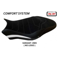 HOUSSE DE SELLE COMPATIBLE  DUCATI MONSTER 821/1200 (17-20) MODÈLE OVADA 2 VELVE - Logo : AVEC LOGO, Couleur : BLANC, Type : CONFORT