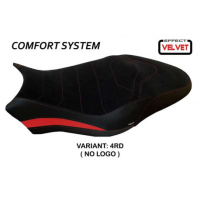 HOUSSE DE SELLE COMPATIBLE  DUCATI MONSTER 821/1200 (17-20) MODÈLE OVADA 2 VELVE - Logo : AVEC LOGO, Couleur : ROUGE, Type : CONFORT