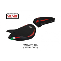 HOUSSE DE SELLE COMPATIBLE  DUCATI PANIGALE 1199 (11-15) MODÈLE PARIS VELVET - Logo : AVEC LOGO, Couleur : BLANC, Type : STANDARD 