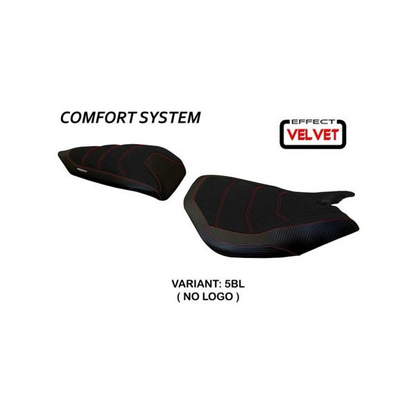 HOUSSE DE SELLE COMPATIBLE  DUCATI PANIGALE 1199 (11-15) MODÈLE LEIDEN VELVET - Logo : AVEC LOGO, Couleur : NOIR, Type : CONFORT