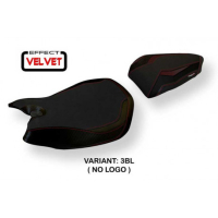 HOUSSE DE SELLE COMPATIBLE  DUCATI PANIGALE 1299 (15-18) MODÈLE JARVAN VELVET - Logo : AVEC LOGO, Couleur : BLANC, Type : STANDARD 