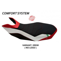 HOUSSE DE SELLE COMPATIBLE DUCATI HYPERMOTARD 796/1100/1100 EVO (07-12) MODÈLE M - Logo : AVEC LOGO, Couleur : BLANC ROUGE, Type : CONFORT 