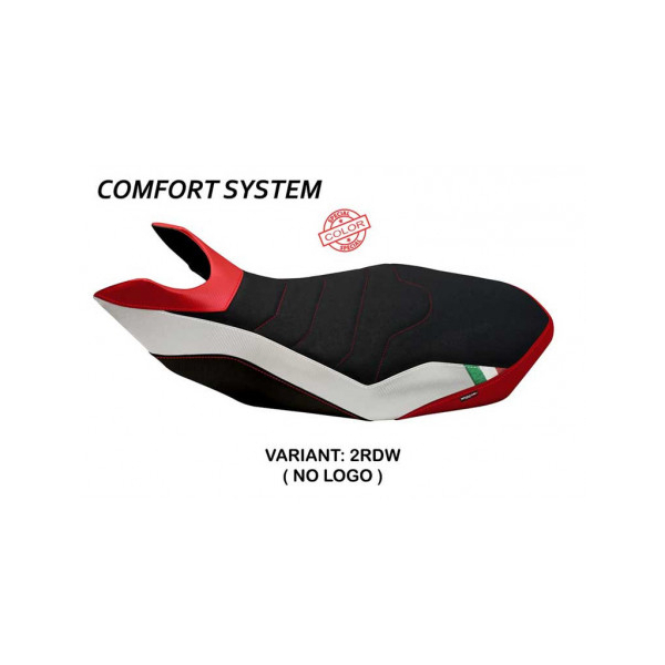 HOUSSE DE SELLE COMPATIBLE DUCATI HYPERMOTARD 796/1100/1100 EVO (07-12) MODÈLE M - Logo : AVEC LOGO, Couleur : BLANC ROUGE, Type : CONFORT