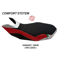 HOUSSE DE SELLE COMPATIBLE DUCATI HYPERMOTARD 796/1100/1100 EVO (07-12) MODÈLE M - Type : CONFORT, Logo : AVEC LOGO, Couleur : BLANC ROUGE